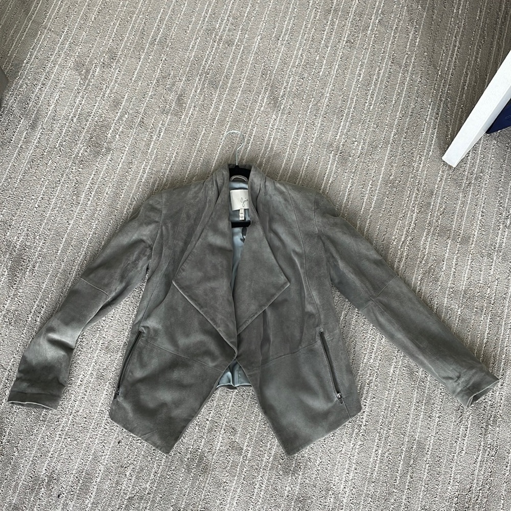 JOIE OLIVINE GOAT OPEN FRONT DRAPED JACKET COLOR GREY SIZE XXS